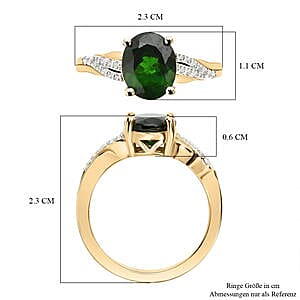 Chrome Diopside and White Zircon 2.95 ctw Ring in Twotone Sterling Silver (Size 10.0)
