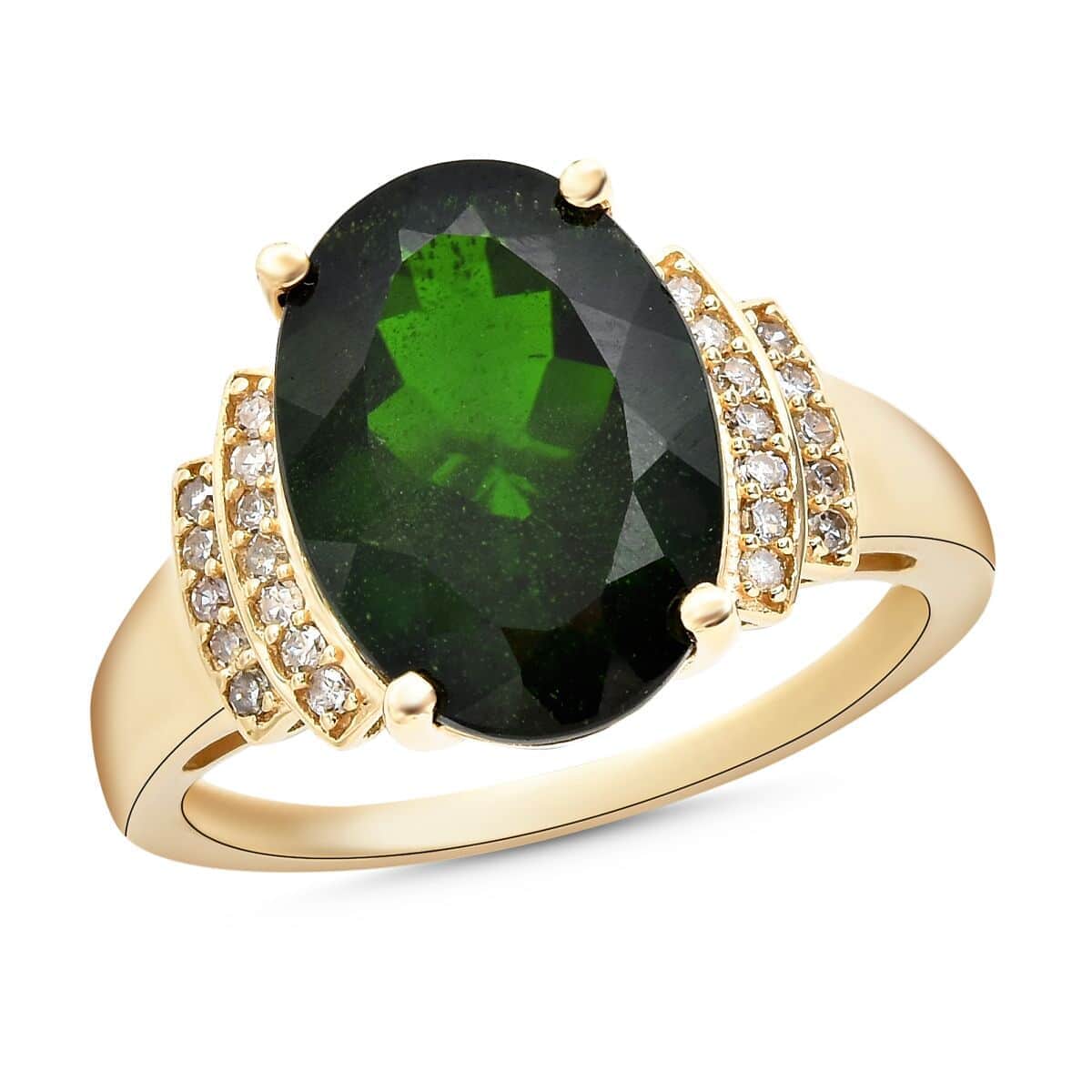 10K Yellow Gold Natural Chrome Diopside and Diamond Ring 3.40 Grams 6.40 ctw image number 0