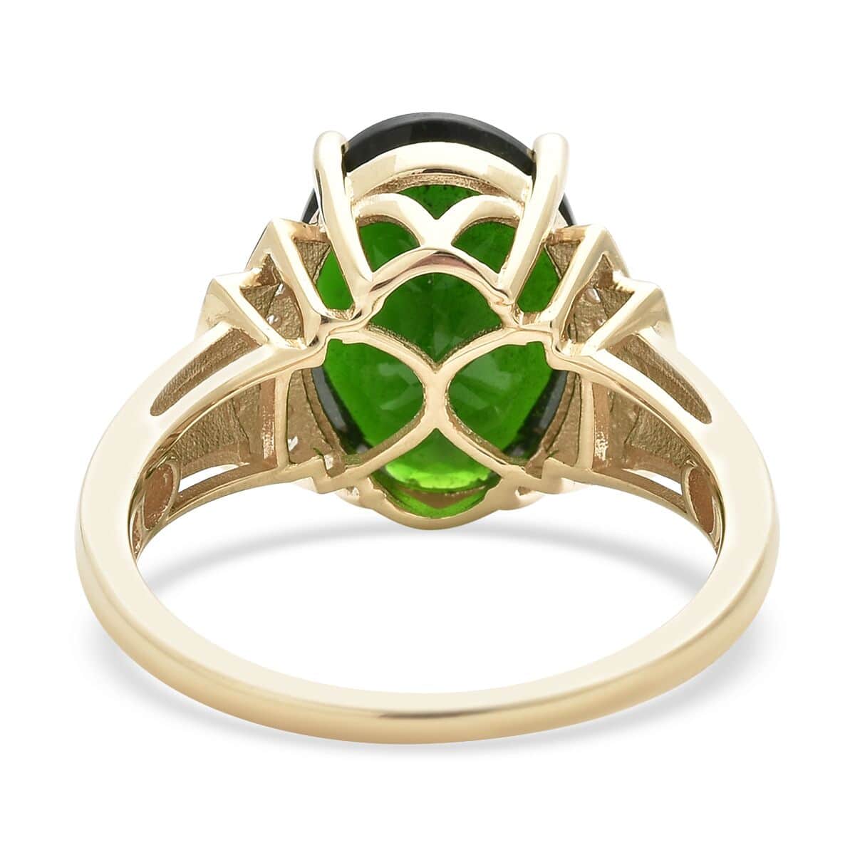 10K Yellow Gold Natural Chrome Diopside and Diamond Ring 3.40 Grams 6.40 ctw image number 4