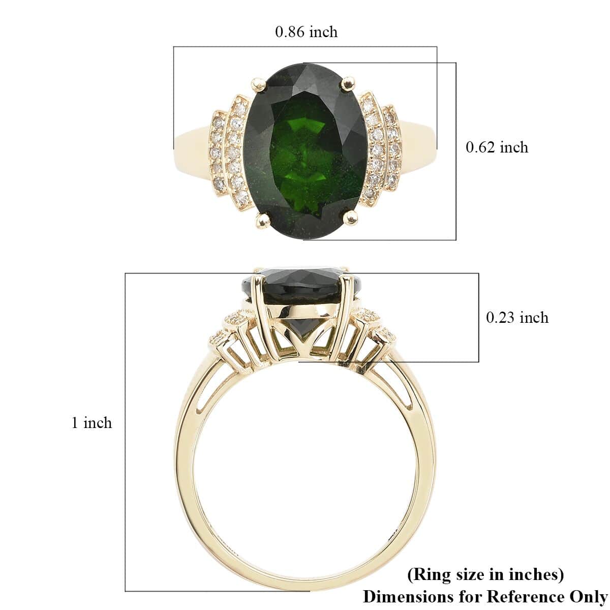 10K Yellow Gold Natural Chrome Diopside and Diamond Ring 3.40 Grams 6.40 ctw image number 5