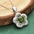 Chrome Diopside Floral Pendant Necklace 18 Inches in Rhodium Over Sterling Silver 1.10 ctw image number 1