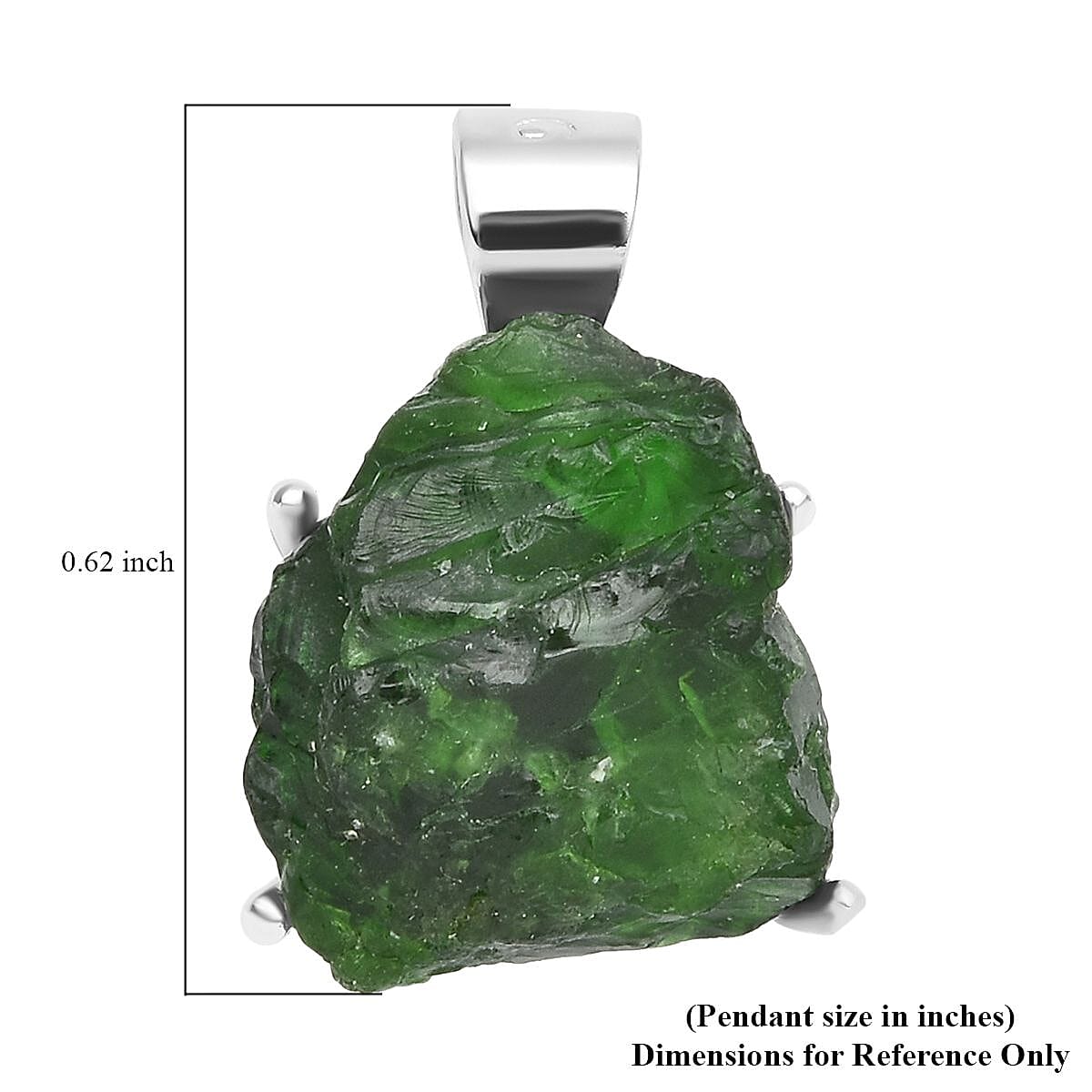 Rough Cut Natural Chrome Diopside Pendant in Rhodium Over Sterling Silver 5.60 ctw image number 3