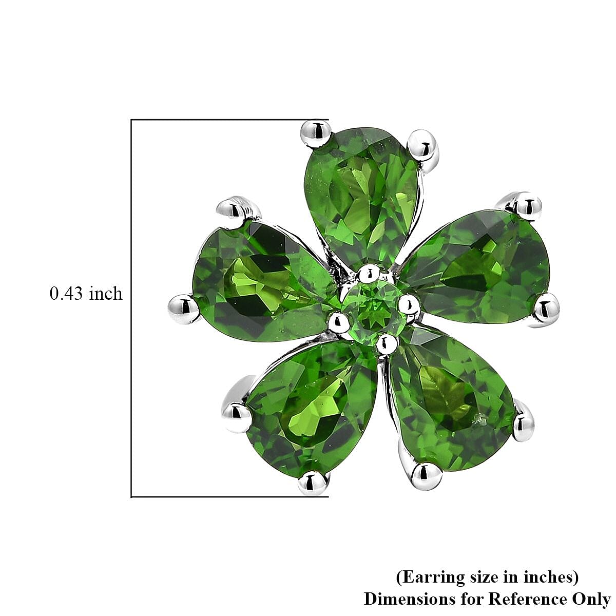Natural Chrome Diopside Flower Earrings in Rhodium Over Sterling Silver 1.85 ctw