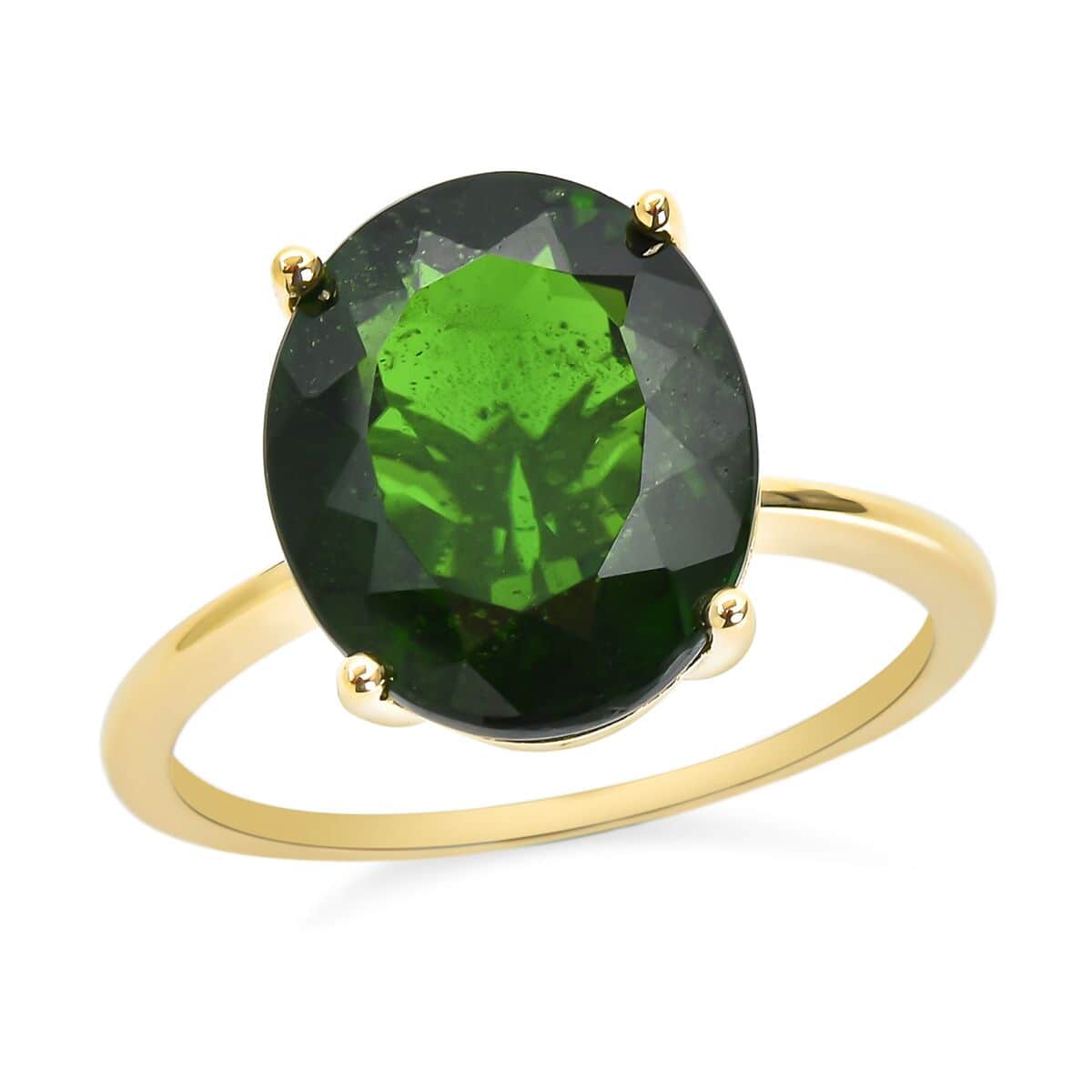 LUXORO 10K Yellow Gold Premium Natural Chrome Diopside Solitaire Ring 6.25 ctw image number 0