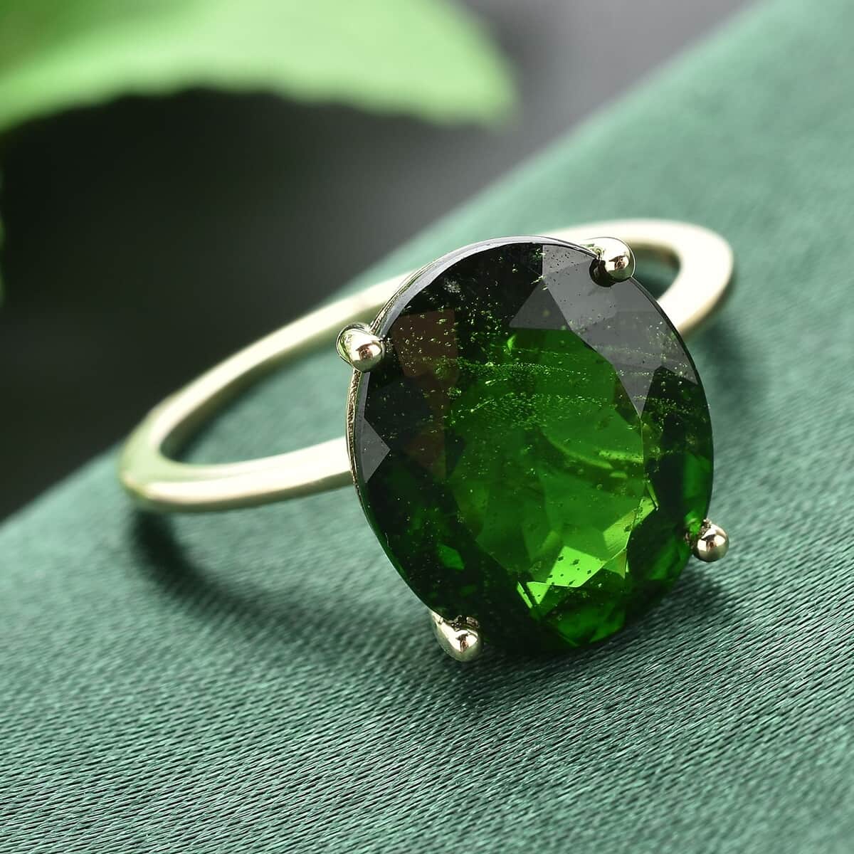 LUXORO 10K Yellow Gold Premium Natural Chrome Diopside Solitaire Ring 6.25 ctw image number 1