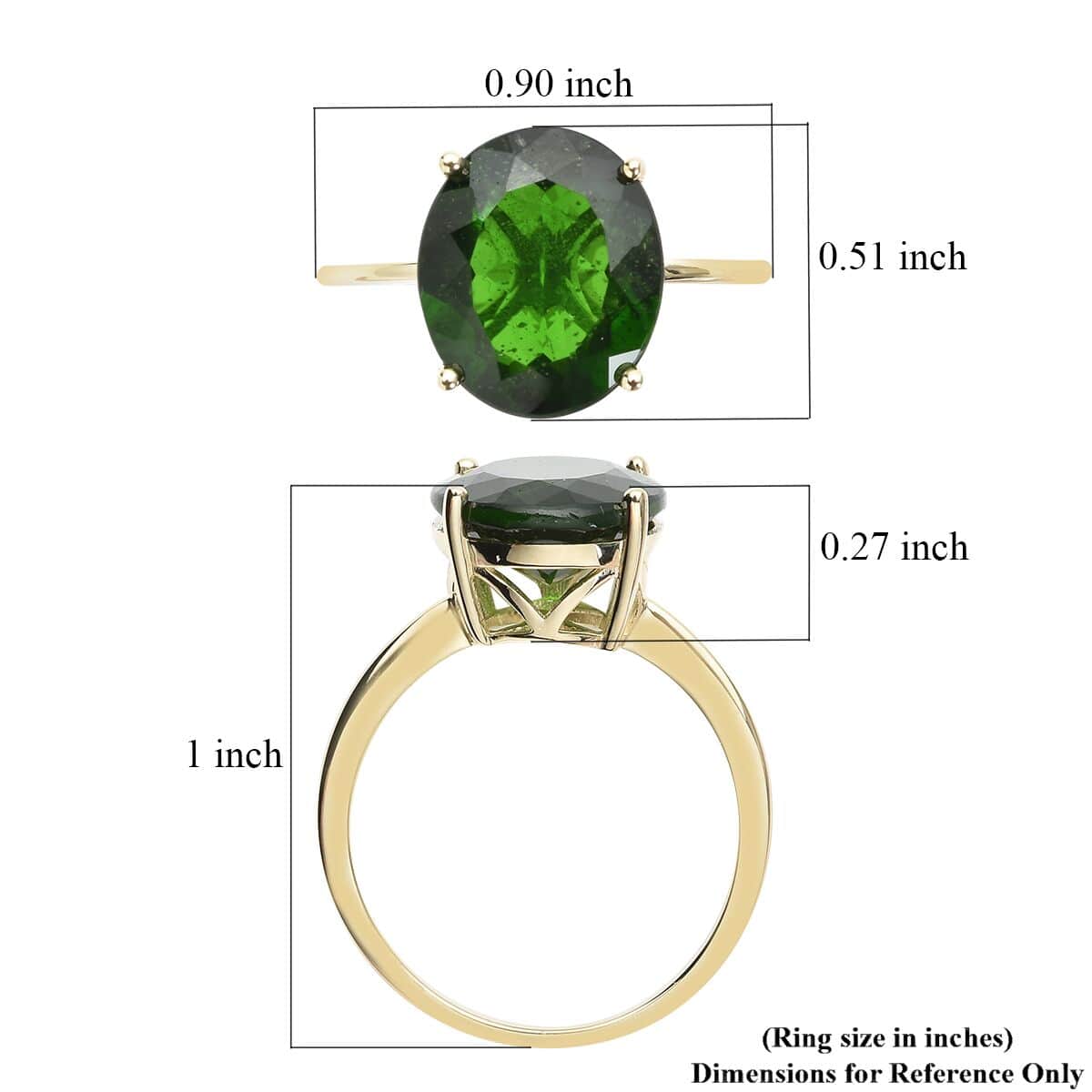 LUXORO 10K Yellow Gold Premium Natural Chrome Diopside Solitaire Ring 6.25 ctw image number 5