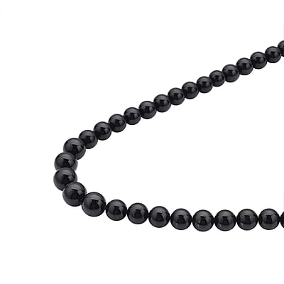 Australian Black Tourmaline Beaded Necklace 20 Inches with Magnetic Clasp in Rhodium Over Sterling Silver 131.50 ctw