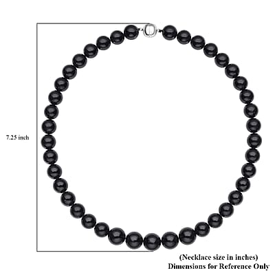 Australian Black Tourmaline Beaded Necklace 20 Inches with Magnetic Clasp in Rhodium Over Sterling Silver 131.50 ctw