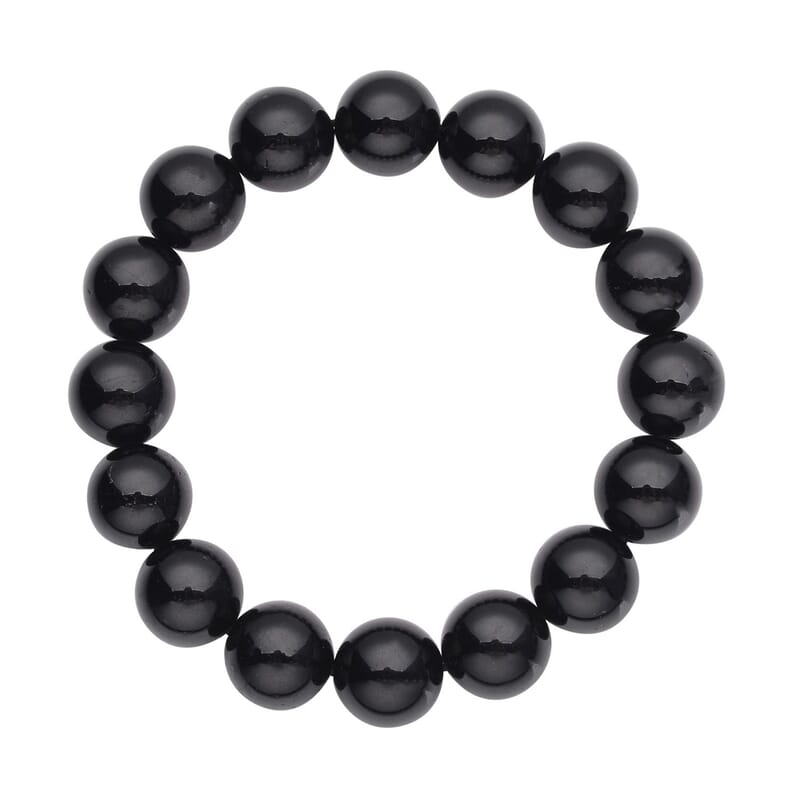 Australian Black Tourmaline Beaded Stretch Bracelet 260.00 ctw