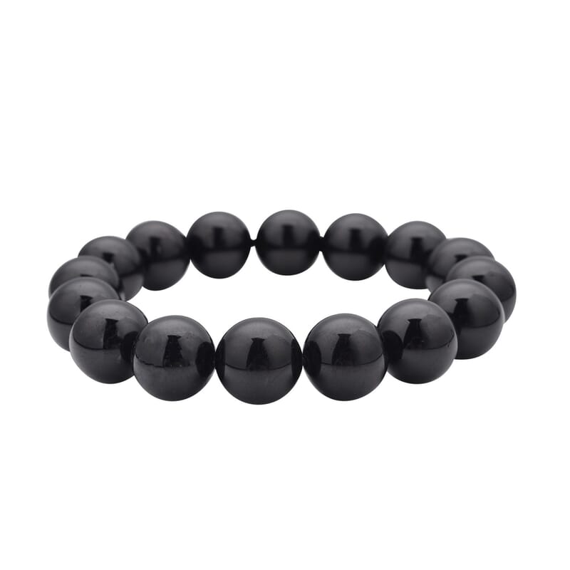 Australian Black Tourmaline Beaded Stretch Bracelet 260.00 ctw