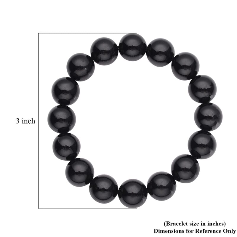 Australian Black Tourmaline Beaded Stretch Bracelet 260.00 ctw
