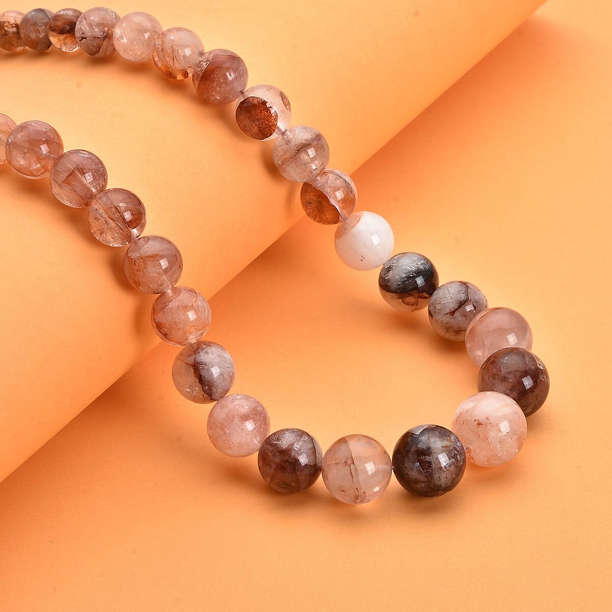 Red Frozen Quartz 7-14mm Beaded Necklace 18-22 Inches in Rhodium Over Sterling Silver 412.50 ctw image number 1