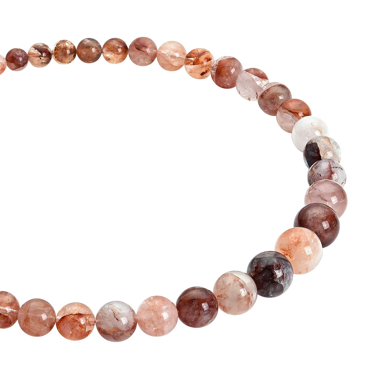 Red Frozen Quartz 7-14mm Beaded Necklace 18-22 Inches in Rhodium Over Sterling Silver 412.50 ctw image number 2