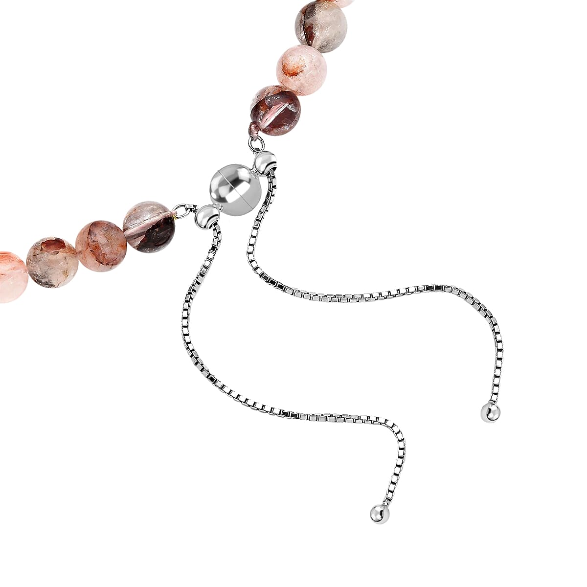 Red Frozen Quartz 7-14mm Beaded Necklace 18-22 Inches in Rhodium Over Sterling Silver 412.50 ctw image number 4