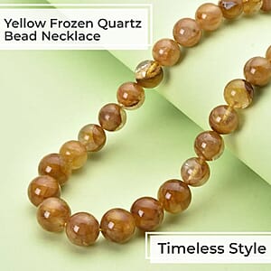 Yellow Frozen Quartz 7-14mm 349.90 ctw Beaded Necklace in Rhodium Over Sterling Silver 18-22 Inches