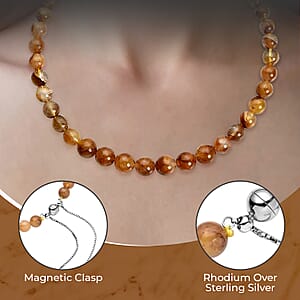 Yellow Frozen Quartz 7-14mm 349.90 ctw Beaded Necklace in Rhodium Over Sterling Silver 18-22 Inches