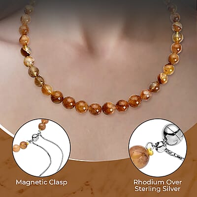 Yellow Frozen Quartz 7-14mm 349.90 ctw Beaded Necklace in Rhodium Over Sterling Silver 18-22 Inches