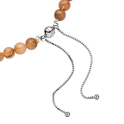 Yellow Frozen Quartz 7-14mm 349.90 ctw Beaded Necklace in Rhodium Over Sterling Silver 18-22 Inches