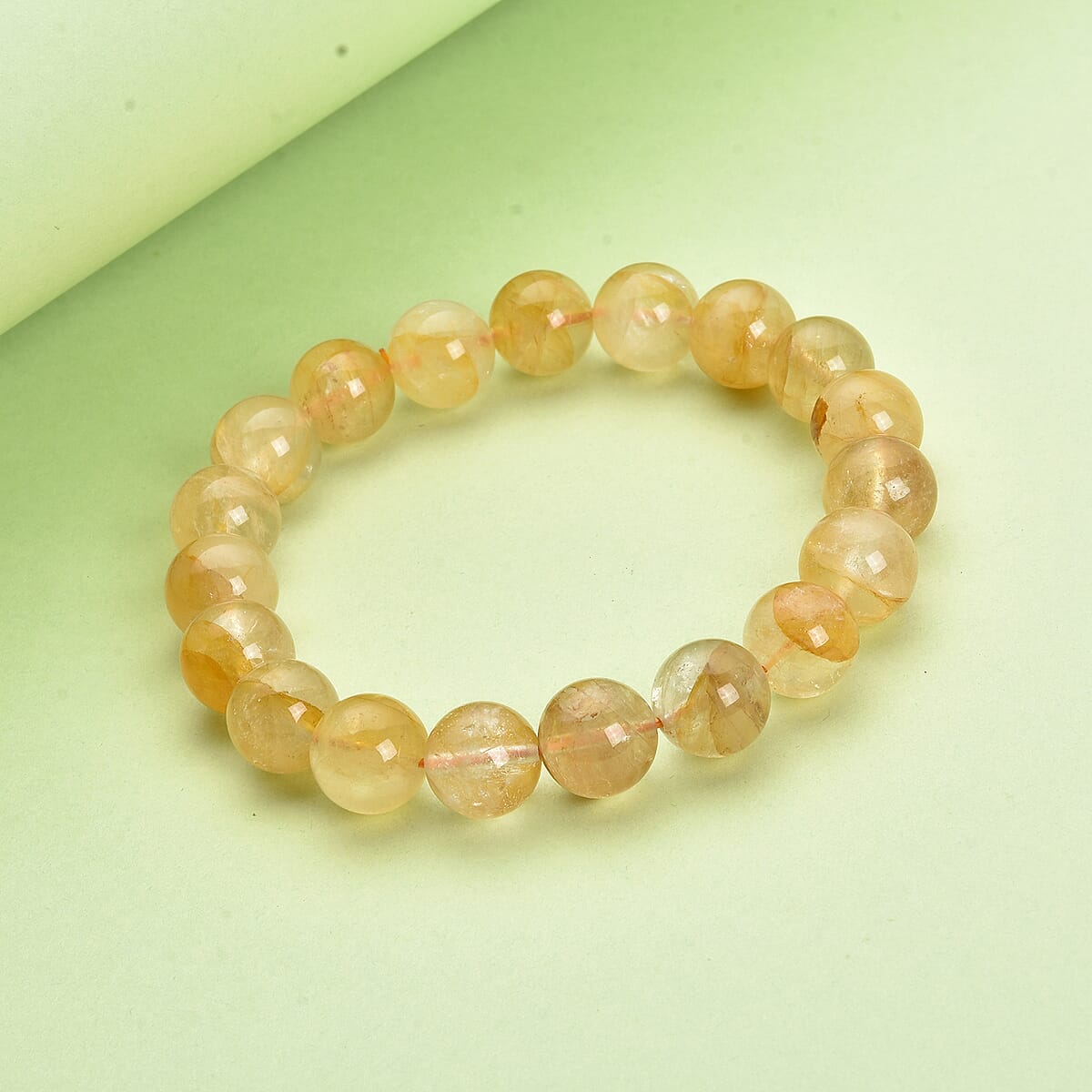 Yellow Frozen Quartz 10-12mm Beaded Stretch Bracelet 201.85 ctw image number 1