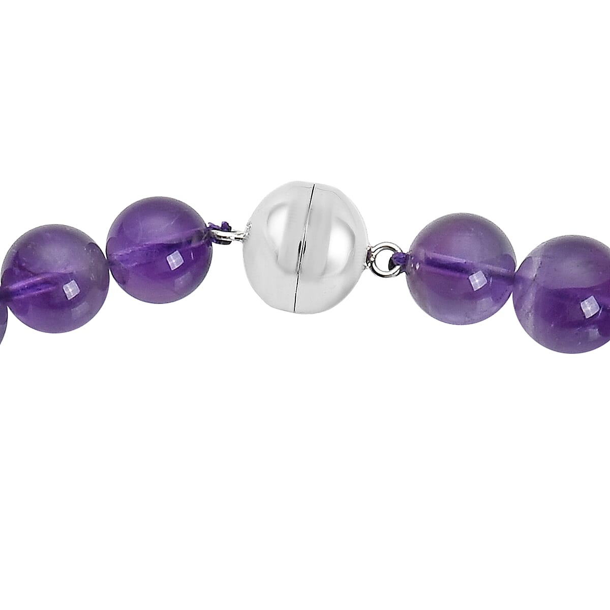 Amethyst 10-16 Beaded Necklace 18 Inches in Rhodium Over Sterling Silver 581.90 ctw image number 3