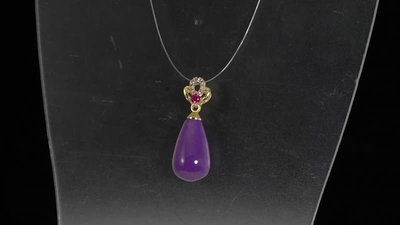 Phosphosiderite, Simulated Red and White Diamond Drop Pendant without Chain in Goldtone 7.50 ctw