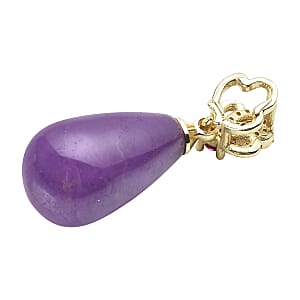 Phosphosiderite, Simulated Red and White Diamond Drop Pendant without Chain in Goldtone 7.50 ctw