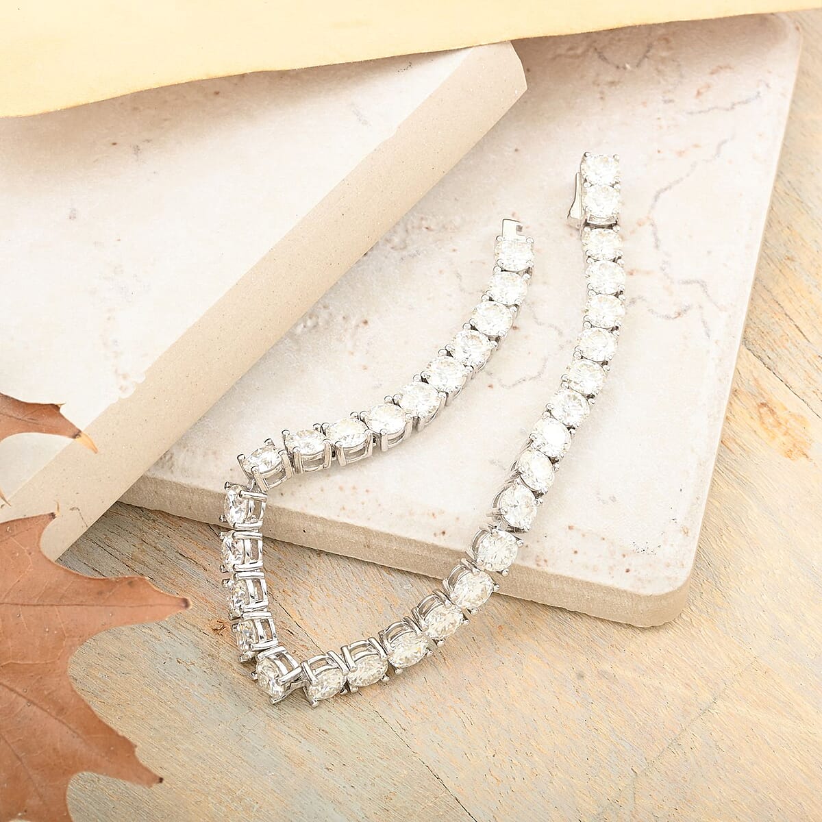 Moissanite VS EF Tennis Bracelet in Rhodium Over Sterling Silver (6.50 In) 9.40 Grams 14.00 ctw image number 1