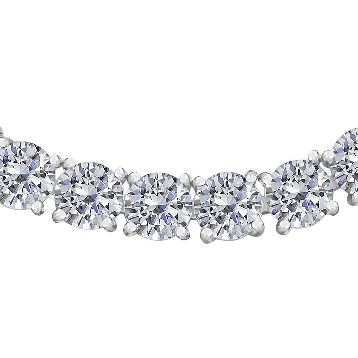 Moissanite VS EF Tennis Bracelet in Rhodium Over Sterling Silver (6.50 In) 9.40 Grams 14.00 ctw image number 2
