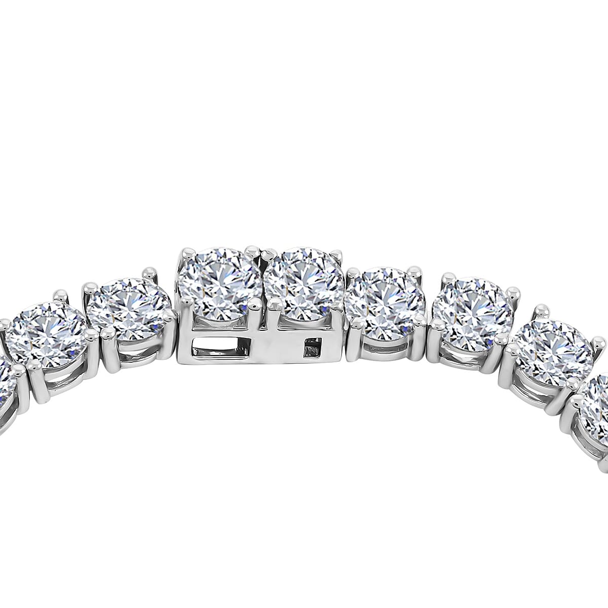Moissanite VS EF Tennis Bracelet in Rhodium Over Sterling Silver (6.50 In) 9.40 Grams 14.00 ctw image number 3