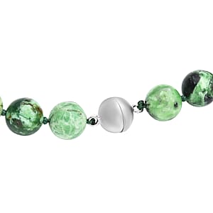 Utah Variscite Beaded Necklace 20 Inches with Magnetic Lock in Rhodium Over Sterling Silver 281.00 ctw