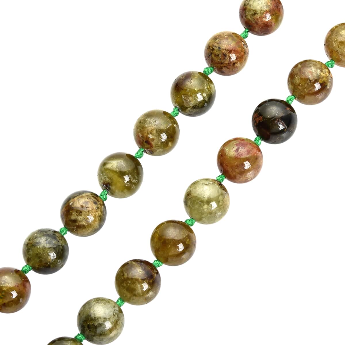 Green Garnet 9-11mm Beaded Necklace 20 Inches in Rhodium Over Sterling Silver 443.50 ctw image number 2