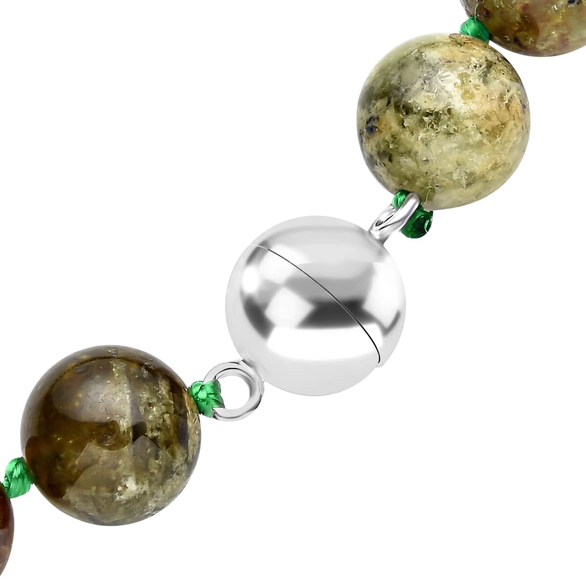 Green Garnet 9-11mm Beaded Necklace 20 Inches in Rhodium Over Sterling Silver 443.50 ctw image number 3