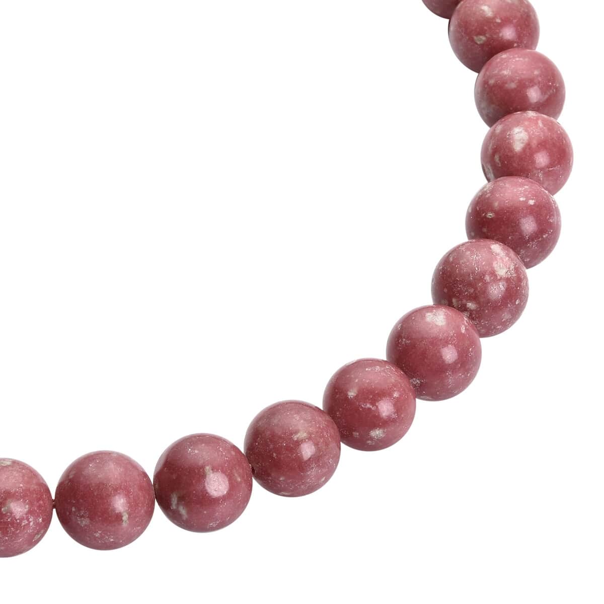 Norwegian Thulite Beaded Necklace 20 Inches with Magnetic Lock in Rhodium Over Sterling Silver 641.50 ctw image number 2