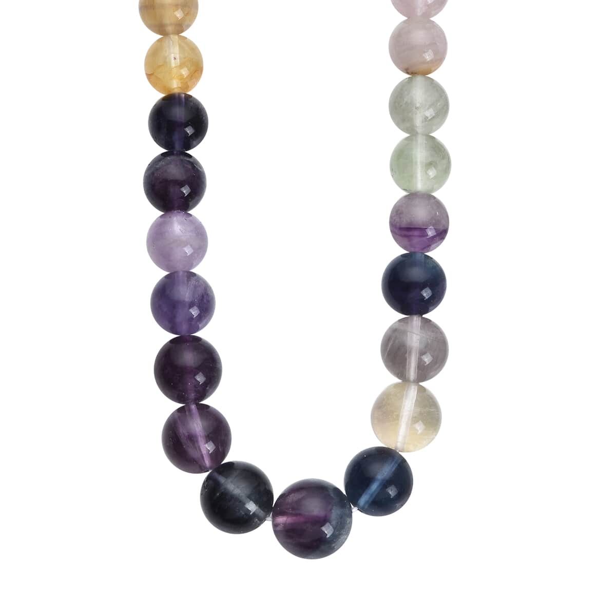 Multi Fluorite Bead Necklace Rhodium Plated Sterling Silver, Bead Jewelry Gifts For Women image number 0