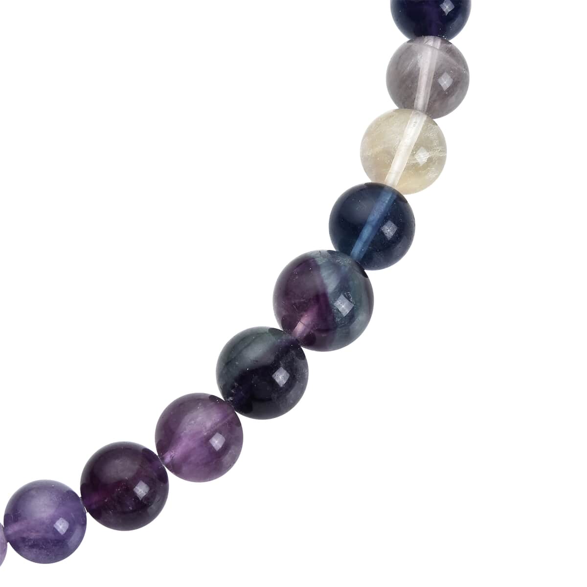 Multi Fluorite Bead Necklace Rhodium Plated Sterling Silver, Bead Jewelry Gifts For Women image number 2