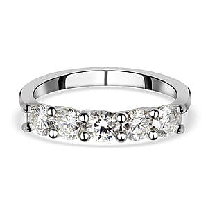 Moissanite 1.05 ctw Ring in Platinum Over Sterling Silver (Size 11.5)