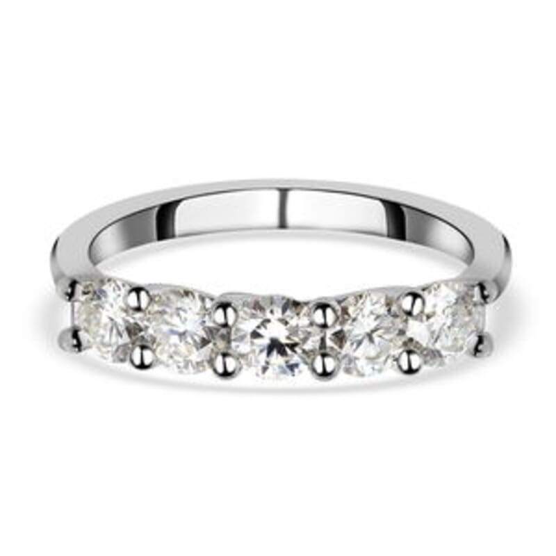 Moissanite 1.05 ctw Ring in Platinum Over Sterling Silver (Size 11.5)
