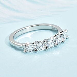 Moissanite 1.05 ctw Ring in Platinum Over Sterling Silver (Size 11.5)