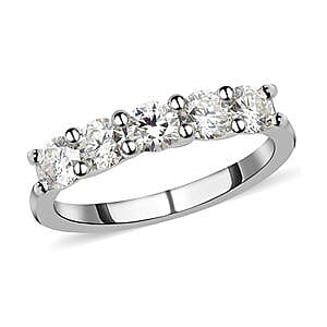 Moissanite 1.05 ctw Ring in Platinum Over Sterling Silver (Size 11.5)