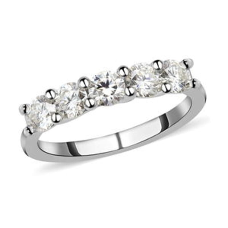 Moissanite 1.05 ctw Ring in Platinum Over Sterling Silver (Size 11.5)