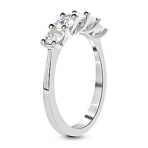 Moissanite 1.05 ctw Ring in Platinum Over Sterling Silver (Size 11.5)