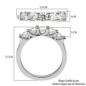 Moissanite 1.05 ctw Ring in Platinum Over Sterling Silver (Size 11.5)
