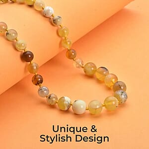 Yellow Opal 197.50 ctw Beaded Necklace in Rhodium Over Sterling Silver 20 Inches