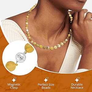 Yellow Opal 197.50 ctw Beaded Necklace in Rhodium Over Sterling Silver 20 Inches