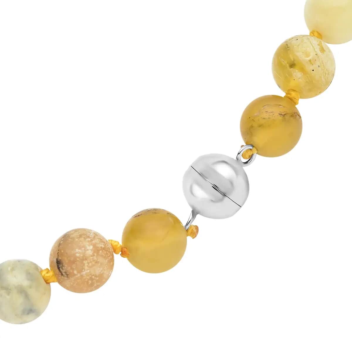 Yellow Opal 197.50 ctw Beaded Necklace in Rhodium Over Sterling Silver 20 Inches image number 6