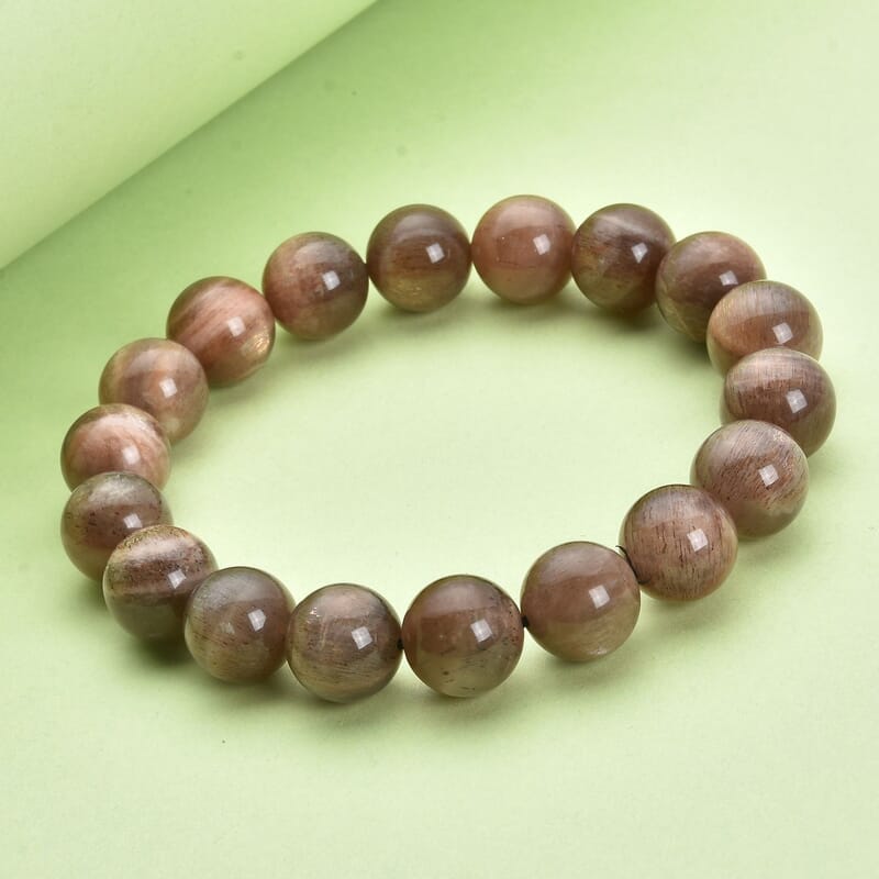 Black Skeletal Sunstone 10-12mm Beaded Stretch Bracelet 220.00 ctw