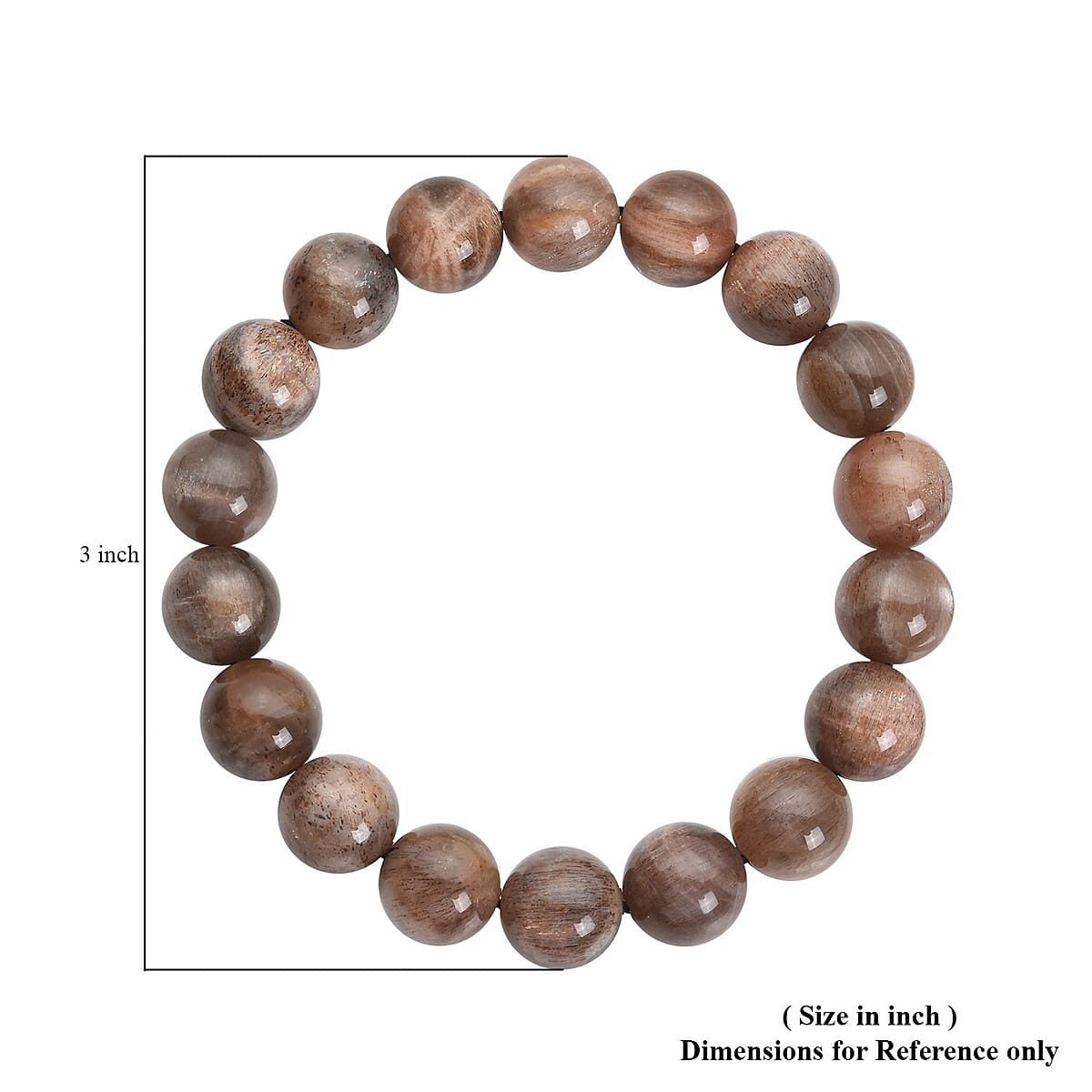 Black Skeletal Sunstone 10-12mm Beaded Stretch Bracelet 220.00 ctw image number 2