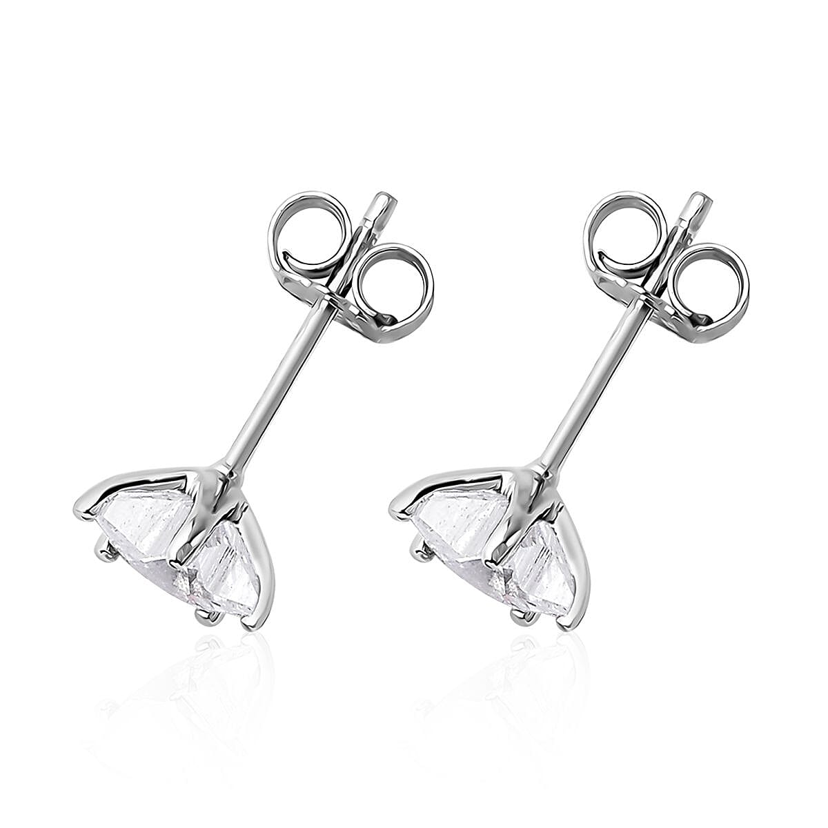 LUSTRO STELLA Finest CZ Star Stud Earrings in Platinum Over Sterling Silver 1.65 ctw image number 3