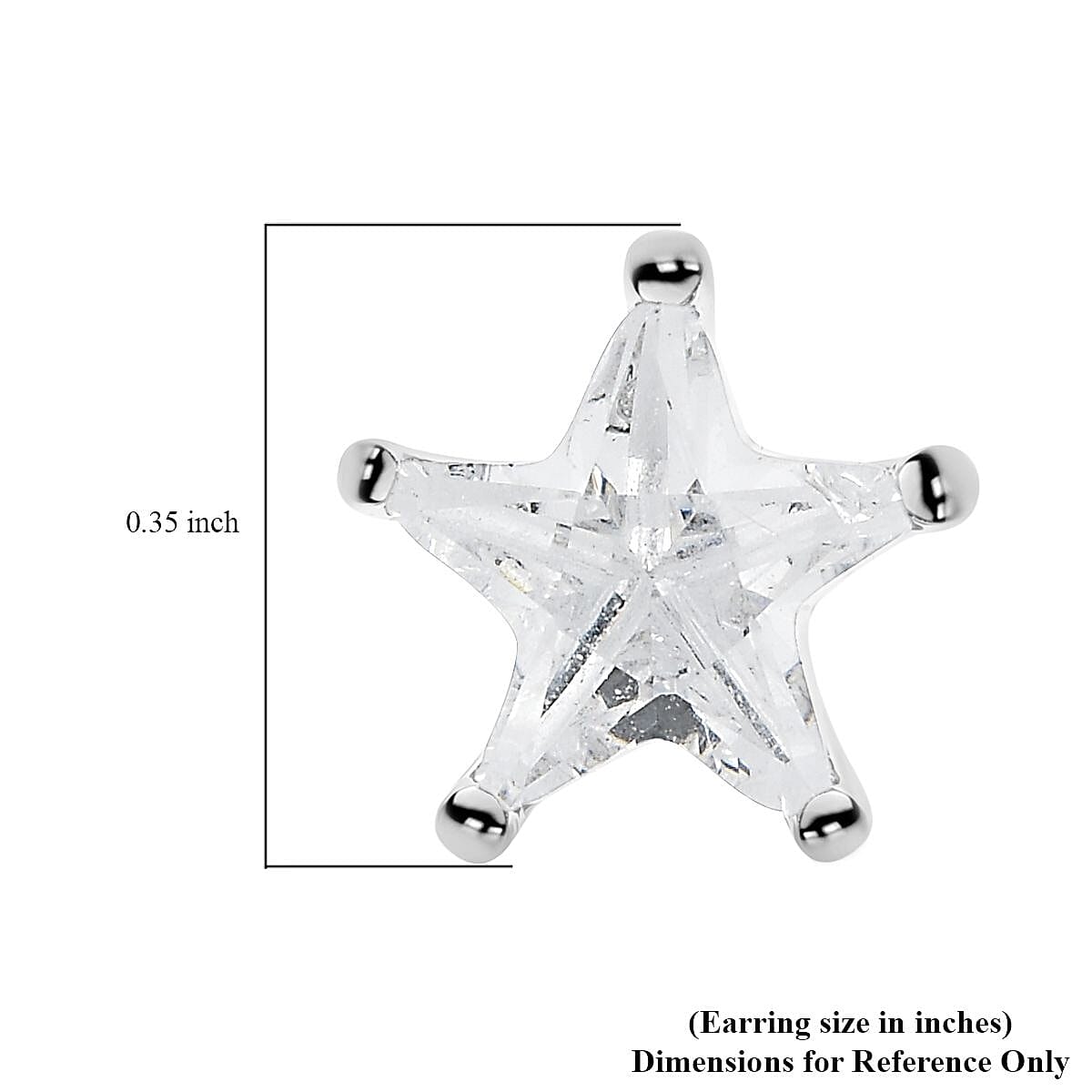 LUSTRO STELLA Finest CZ Star Stud Earrings in Platinum Over Sterling Silver 1.65 ctw image number 4