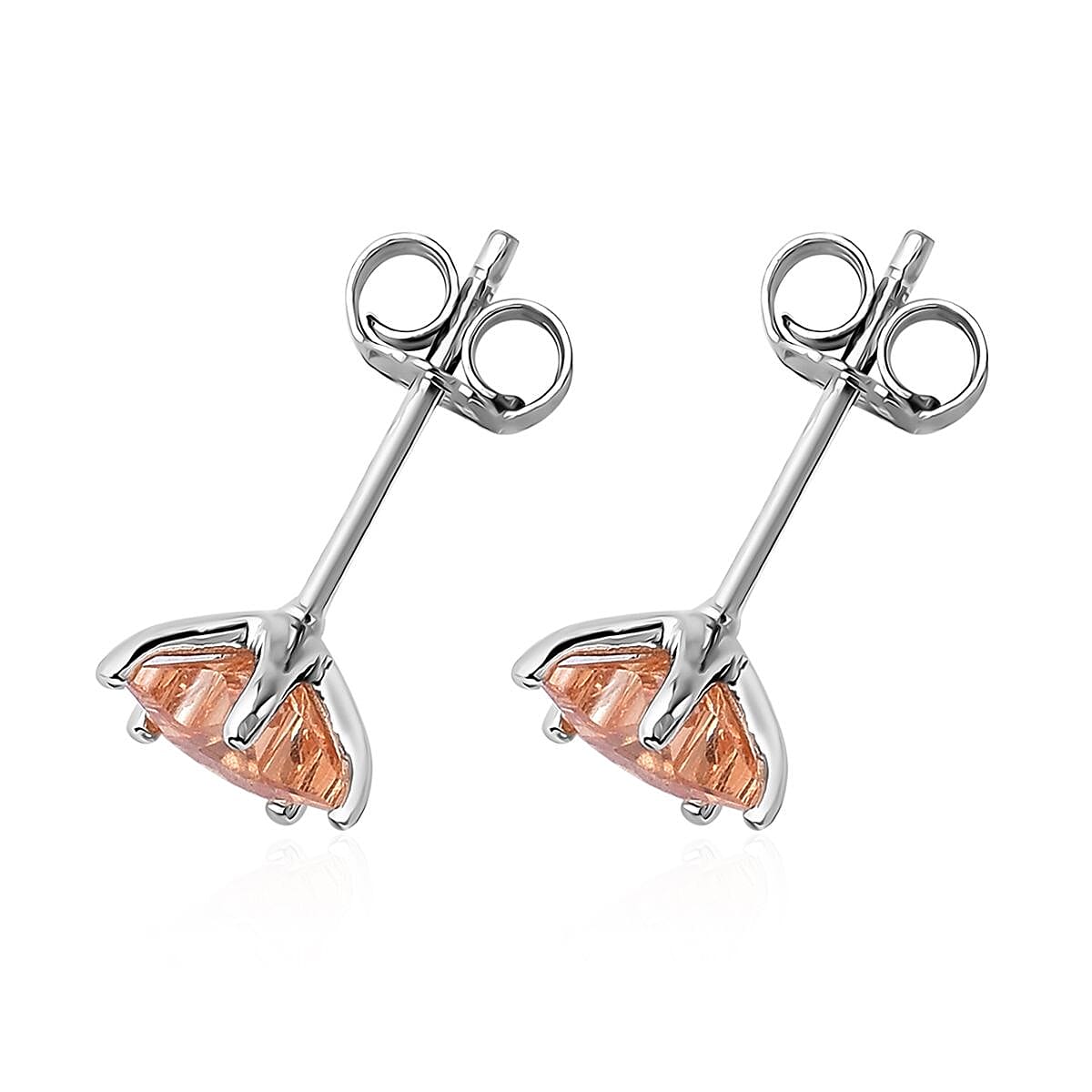 LUSTRO STELLA Finest Champagne CZ Star Stud Earrings in Platinum Over Sterling Silver 1.90 ctw image number 3